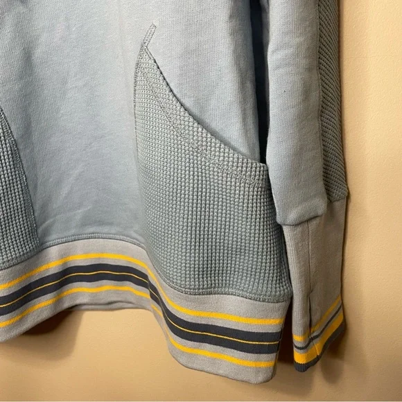 Nicholas Daley Paneled Stripe-Trim Hoodie Blue Waffle Knit Unisex - Picture 4 of 8